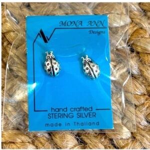 Sterling Silver NEW in Package Handcrafted Ladybug Stud Earrings Pierced Ears